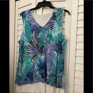 Hailey Lyn Turquoise Print sleeveless top